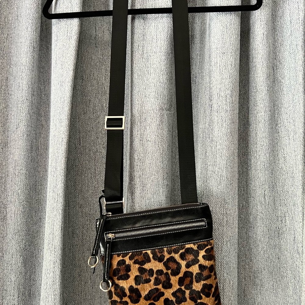Aqua Madonna Brown and Black Crossbody Bag with Leopard Print